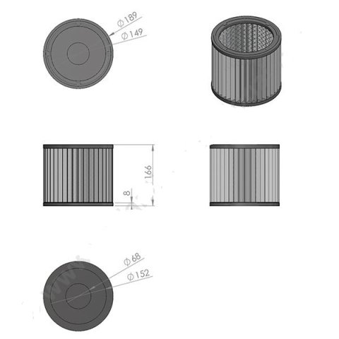 Filter kartuša za sesalnike Einhell/Metabo/Parkside 15 x 16,5 cm - slika 2
